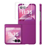 For Motorola Razr 2025 Case/Razr 2024 Case With Screen Protector, Slim Matte Hard Pc Anti-Scratch Cover Wireless Charging Phone Case For Moto Razr 2025/ Razr 2024 (Purple)