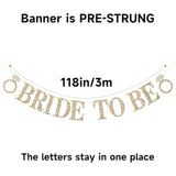 Pre-Strung Bride To Be Banner Gold Glitter Bachelorette Bridal Shower Wedding Decor
