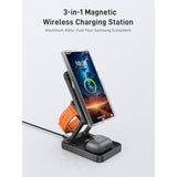 Magnetic Wireless Charger For Samsung, Aluminum Alloy 3 In 1 Magsafe Charging Station For Samsung Galaxy S25 Ultra/Z Fold7/Flip7/Buds, Qi2 Foldable Travel Watch Charger For Galaxy Watch 8/Ultra/7