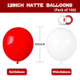 100Pcs Red And White Balloons 12 Inch Thickened Latex Red White Balloons For Mother'S Day Decoration Valentine'S Day Birthday Wedding Mother'S Day Christmas Party Decorations