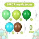 50pcs Green Brown Balloons Jungle Forest Theme Birthday Baby Shower Decor