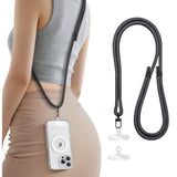 For Phone Lanyard Crossbody With 2X Tpu Clear Tabs, Adjustable Anti Theft Strap, Premium Metal Buckles, Comfortable Universal Neck Wrist Lanyard For Travel Outdoor, Black