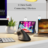 Ergonomic Wireless Mouse,Bluetooth Vertical Mouse With Bt5.0/4.0/2.4G, Rechargeable With Battery Indicator,Ergonomic Design For Comfort And Reduced Wrist Strain For Home,Office Use,Black