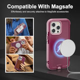 For Iphone 15 Pro Max Case, Compatible With Magsafe,Heavy Duty Shockproof Protective Cover,Dual Layer Magnetic Phone Case,Anti-Scratch Anti-Fingerprint Matte Two-Tone Design,6.7",Purple Pink