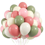 Sage Green Pink Balloons, 50 Pcs Pink And Green Balloon, 12 Inch Light Yellow Ivory Latex Balloons For Girls Baby Shower Birthday Boho Wedding Gender Reveal Jungle Spring Party Decorations