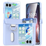 Designed For Samsung Galaxy Z Flip 7 Case, Flip 7 Wallet Case With Card Holder & Screen Protector & Hinge Protection Shockproof Durable Phone Cover (Purple)