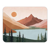 Abstract Boho Sun Mountain Forest Lake Nature Landscape Mousepad 9.5×7.9 Inch Non-Slip Rubber Base Square Mouse Pads For Computers Laptop Office Home Dorm Desk Decor,Boho Gifts For Women Girls