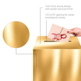Gold Card Box – 10"X10" Foldable Gift Box With Slit For Weddings, Birthdays, Graduations, Donations, Envelopes, Cards