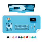 Desk Pad, 30" X 14" Pu Leather Non-Slip Desk Mat Large Mouse Pad For Desktop, Waterproof Laptop Computer Writing Mat For Office, Home, Work, Gaming, Aqua Blue