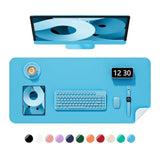 Desk Pad, 30" X 14" Pu Leather Non-Slip Desk Mat Large Mouse Pad For Desktop, Waterproof Laptop Computer Writing Mat For Office, Home, Work, Gaming, Aqua Blue
