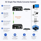 1 Pair Gigabit Fiber Ethernet Converters 1000M/100M/10M, Sfp Media Converter Included, Up To 20Km Distance On Single Mode Sc Fiber Optic (1 Rj45 Port *1 Rj45 Port)