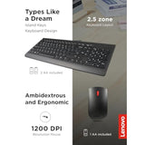 Lenovo 510 Wireless Keyboard & Mouse Combo, 2.4 GHz Nano USB Receiver, Full Size, Island Key Design, Left or Right Hand, 1200 DPI Optical Mouse, GX30N81775, Black
