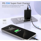Type-C Charger Fast Charging Block,25W Power Adapter, Ultra Fast Charging For Samsung Galaxy S24 S23 S22 S21 Ultra/S20 Ultra/Note 20 Ultra And Other Devices (Black) (Black)