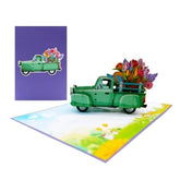 3D Pop Up Greeting Card – Vintage Flower Truck With Colorful Blooms, Handmade Paper Art For Birthday, Mother’S Day, Thank You, Spring & Garden Lover Gift With Envelope F34