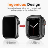 2 In 1 Metal Case Compatible With Apple Watch Series 6/5/4/Se 3 2 1 44Mm With Back Cover, Rugged Shockproof Protective Bumper Cover For Iwatch 44Mm, Black