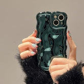 Case For Iphone 13,3D Meteorite Bubble Pattern Electroplate Plating Glitter Curly Wavy Frame Glossy Case,Soft Tpu Shockproof For Iphone 13 6.1 Inch,Dark Green