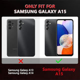 For Galaxy-A15-5G Phone Case: Longer & More Stable Rotatable Kickstand, Slide Camera Cover, Heavy Duty Shockproof Phone Case With 2 Pcs Screen Protector For Samsung A15 5G Case, Black