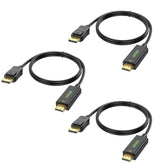 Displayport To Hdmi Cable 3 Pack, 6 Feet Display Port Dp To Hdmi Cord 1080P Su