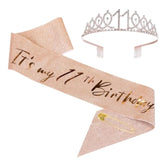 11Th Birthday Sash And Tiara Set Rose Gold Birthday Sash Crown Birthday Party Favors Supplies For Birthday Party