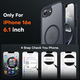 For Iphone 16E Case, Upgraded Full Camera Protection, Compatible With Magsafe, Drop Protection, Translucent Magnetic Matte Phone Case For Iphone 16E 6.1 Inch (Black)
