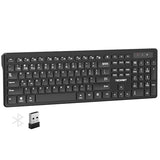 Wireless Keyboards 2.4G+Bluetooth For 3 Devices - Computer Keyboards For Win/Mac, Full Size Pc Keyboard With Number Pad, Multi Device For Desktop, Laptop, Macbook, Long Battery Life, Black