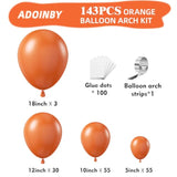 143 Pcs Orange Balloon Arch Kit Matte Latex Garland for Fall Thanksgiving Party Decor