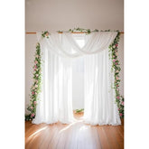 White Wedding Arch Draping Fabric 3 Panels 27.5" x 18.3FT Sheer Backdrop Curtains