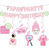 Spa Party Happy Birthday Banner Spa Birthday Party Supplies For Girls Women With Spa Birthday Banner Hanging Ceiling For Sleepovers Slumber Makeup Parties