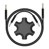 3.5Mm Multi Headphone Audio Splitter 5-Jack Female Connector Adapter With 3.5Mm Stereo Cable 20Cm & 100Cm, 3-In-1Pack