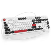 Wired Typewriter Keyboard Full Size Green Matcha Keyboard Retro Computer Keyboard With Round Keycaps For Windows Laptop(Matcha)