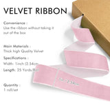 Pink Velvet Ribbon 1'' 25 Yards For Christmas Tree, Gift Wrapping, Flower Bouquet, Wreath Decorations, Bow Making