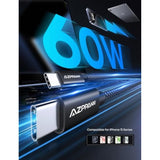 Usb C Cable 20Ft, 2-Pack Extra Long Type C To C Cord 60W, Premium Nylon Braided Usb C To Usb C Cable Fast Charging Compatible For Macbook/Iphone 15 Pro Max/Samsung Galaxy S24+/S24 Ultra/S23+/S23 Ultra