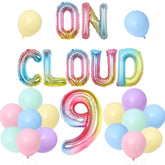On Cloud 9 Birthday Decorations For Girls, Gradient On Cloud 9 Balloons Pastel Rainbow Balloon For Rainbow 9Th Birthday Party Supplies