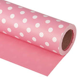 Reversible Wrapping Paper Roll - 17" x 33' - Pink & Polka Dot for Any Occasion