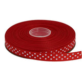Polka Dot Grosgrain Ribbon 25 Yard Each Roll 100% Polyester (3/8", Red