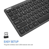 2.4G Wireless Keyboard Ultra Slim And Compact Keyboard With Media Hotkeys For