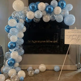 Metallic Blue Silver Balloons, 60 Pcs 12 Inches Chrome Blue White Balloon With Silver Balloons Glitter Confetti Balloons For Boys Baby Shower, Birthday, Baptism,Wedding Decorations