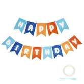 Blue Happy Birthday Banner, Blue And Orange Themed Party Decorations Supplies For Boy And Girl, Birthday Banners Decor Backdrop