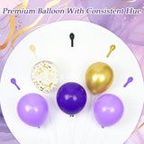 132pcs Purple Gold Balloon Garland Kit with Metallic Gold Confetti for Parties