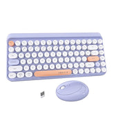 84Keys Colorful Wireless Computer Keyboards And Mice Combos, Mini Compact Retro Typewriter Design Laptop Keyboards With 2.4Ghz Usb Nano (Purple)
