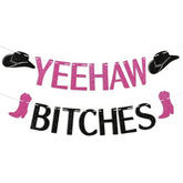 Yeehaw B*Tches Banner, Black Hot Pink Glitter Bachelorette Party Decorations, Yeehaw Banner, Western Cowgirl Bachelorette Banner, Nashville Bachelorette Party Decoration Supply
