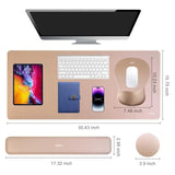 MOSISO Keyboard Mouse Pad Set, Large Gaming Mouse Pad&Keyboard&Mousepad Wrist Rest&Coaster, Ergonomic Non-Slip Mousepad Easy Typing Cushion with Curved Concave Memory Foam for Home Office, Brown