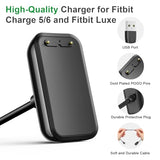 Charging Cable Compatible with Fitbit Charge 6/Charge 5/Luxe, Replacement USB Charger Cradle Dock Adapter with Reset Button Compatible with Fitbit
