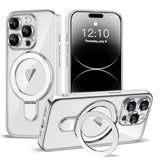 Clear Plating Case for iPhone 14 Pro Max with Stand 6.7 Inches Silver Finish