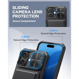 iPhone 16 Case Wallet with Built-in Card Holder, Black