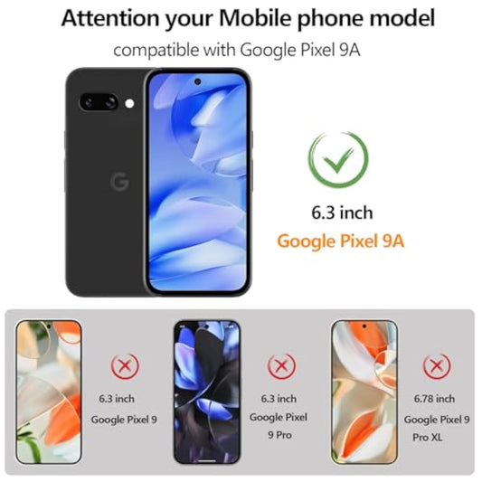 (2 Pack Designed For Google Pixel 9A Screen Protector,(Not For Pixel 9) 9H Hardness Tempered Glass, Ultra Resistant, Shatterproof, Bubble Free For Pixel 9A Tempered Glass, Case Friendly