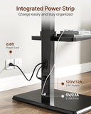Steel Base Floor TV Stand with Power Outlet for 32-75 inch TVs up to 110 lbs, Leveling & Tilt & Swivel TV Stand with Hidden Wire Management, Height