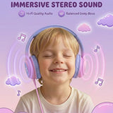 Wired Kids Headphones with USB C Plug, 85dB Safe Volume, Adjustable Headband, Tangle-Free Cord Headphones for School, Tablet, Travel (Light Purple &