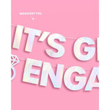 It'S Giving Engaged Banner - Iridescent Foil | 5 Ft. | Bachelorette Decorations, Engagement Party Sign, Proposal Background, Bach Supplies