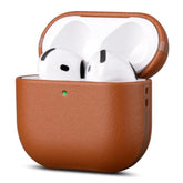 Leather Case For Airpods 4 - Handmade Airpods 4Th Generation Case Cover With Lanyard - Made Of Full Grain Leather - Airpod Drop Protection Hard Shell Cover - Wireless Charging Compatible - Brown